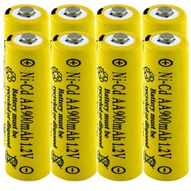 Yibatopow Ni-cd aa 900mah 1.2v Rechargeable Batteries for Outdoor Solar Lights,Solar Lawn Lamp,Solar lamp Post, String Lights, Garden Lights, Solar Wall Lights(8 Counts)