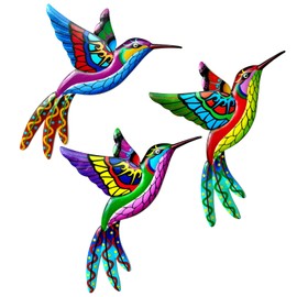 SUNNEKO 3 Pieces Metal Hummingbird Wall Decoration Wall Decoration Hummingbird Garden Decoration Living Room Garden Decoration Wall Decoration Sculpture Statues Home Decorations