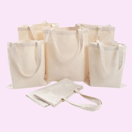 Plain Mini Eco Bag for Groups Vertical White for Art Use 3ea