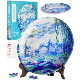 PieceRelax 3D Puzzle Plate 124 Pieces - Monet - Nympheas, Decorative Jigsaw for Home & Gift [PL1006]