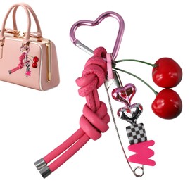 Cherry Keychain, Portable Bag Charms for Handbags, Cute Bag Charm, Car Ornaments, Christmas Gifts, Suitable for Handbag Accessories