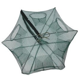 Red de trampa de pesca, trampas de pececillos para anzuelo, jaula de red automática de 6 agujeros, cuerda de nailon, red de pesca plegable portátil, t