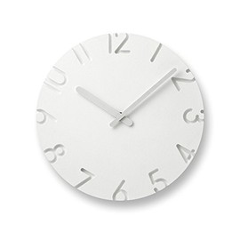 Lemnos CARVED Arabic NTL10-04A Wall Clock, Carved, White, 9.4 inches (24 cm) Diameter, Analog