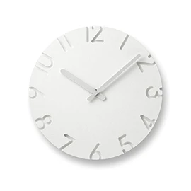 Lemnos CARVED Arabic NTL10-04A Wall Clock, Carved, White, 9.4 inches (24 cm) Diameter, Analog