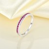 YL Stackable Ring Sterling Silver Created Ruby Eternity Bands for