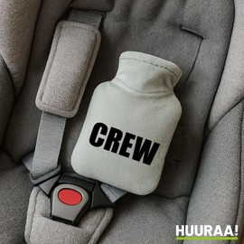 Huuraa Taschenwärmer Crew Schriftzug Geschenk 0,2 Liter Grey Mini Veloursbezug Crew Geschenkidee