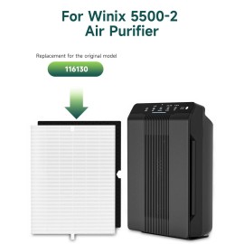 Future Way 2X 5500-2 True Hepa Air Purifier Replacement Filter For Winix 116130 Filter H
