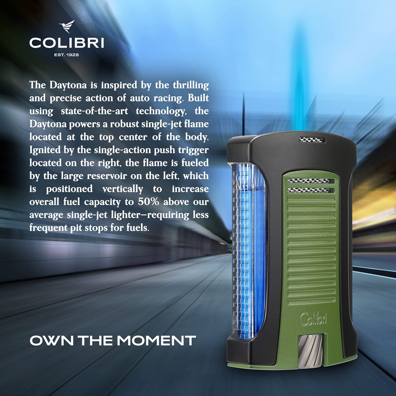 Colibri Daytona Windproof Butane Torch Lighter: Adjustable Flame, Refillable Single-Jet