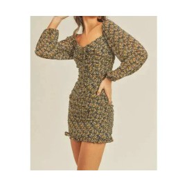 Lush Black Ruched Sheath Mini Dress, Yellow Sweetheart Ruffle Dress Sz-S  NWOT