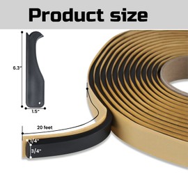 Lichamp Butyl Tape RV Butyl Sealant Tape, 3/4" Wide 1/4" Thick 20' Length, Black