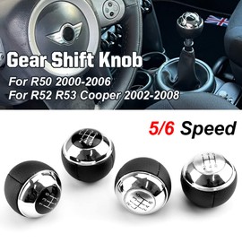 QKLsudua Car Styling MT 6 Speed Chrome Gear Shift Knob Lever Shifter Handball Compatible with Mini R50 2000-2006 / Cabrio R52 R53 Cooper 2002-2008-Black