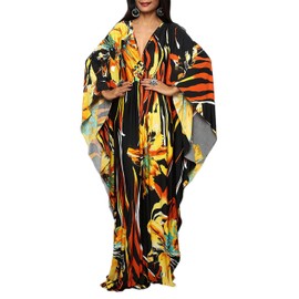 Eddoyee Plus Size Beach Kaftan Dresses for Women Loose V Neck Open Side Bathing Suit Cover Ups Casual Loungewear