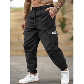 Hidkat Men's Camo Jogger Pants Military Army Combat Cargo Pants Leg-Bound Tapered Casual Camouflage Tactical Pants (US, Alpha, X-Large, Regular, Regular, Black)