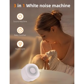 Kitgody White Noise Machine with Soothing Sounds,Sound Machine with 7 Colors Night Light, Noise Machine with 3 Timers Memory Function for Home/Travel/Camping/Office
