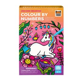 Tiger Tribe Colour By Numbers (Unicorn Dreaming) - Kids Art Set with 34 Colouring Pages & 10 Marker Pens In Magnetic Storage Box, Crafting Gifts For Children, Age 4 Years Old +