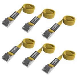 SECURE IT QUICK Straps & Buckles - Cinch Tie Down CAM Cargo Utility Lashing Straps - 1" Wide Heavy Duty Webbing (24" LWCAM - 6 PK, Yellow)