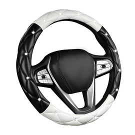 DXNQ - Funda de volante de vidrio brillante, de piel suave de 15 pulgadas, protector de volante de diamantes de imitación, almohadilla universal antideslizante para mujeres y niñas, accesorios de