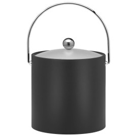 Kraftware Bartenders Choice Fun Colors Collection Ice Bucket 3-Quart, Black, Double Wall Construction, Keep Ice Perfectly Chilled, Hotel Ice Bucket, Guest Room Bar Area Ice Bucket, Bale Handle