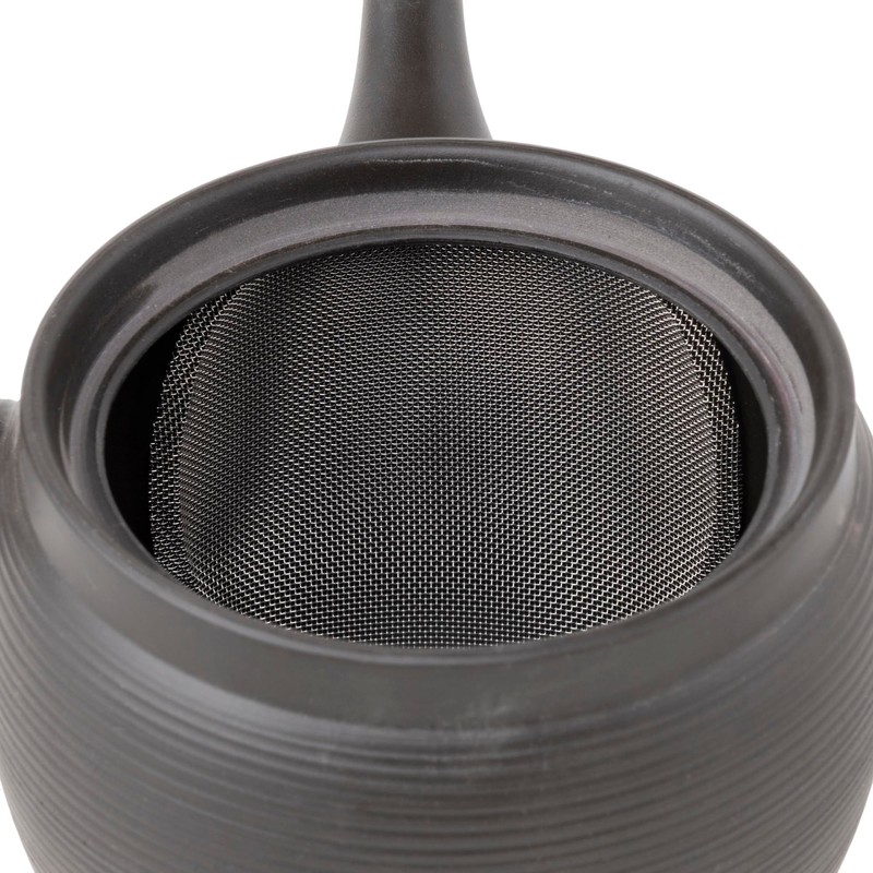 Tokonameyaki Teapot by Aoyama, Black Line Pattern, 600ml, Refreshing Strainer,