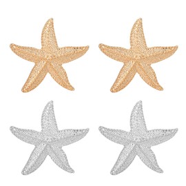 Dreuyet 2 Pairs Starfish Earrings for Women Trendy Chunky Gold Ocean Stud Earrings Boho Beach Earrings Summer Jewelry Gifts (big)
