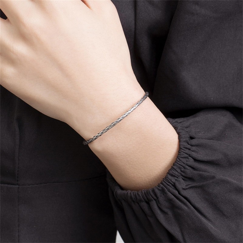 SUGARKITTEN LONDON Sterling Silver Oxidized Solid Snake Knot Cuff Bangle