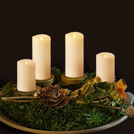 Softflame Flameless LED Candles with Remote Control, 4"x 8"Flickering 3D Moving Flame Battery Operated Candles in Real Wax Shell for Indoor Use, Home Decor Ivory