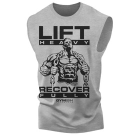 Lift Heavy Recover Fully T-Shirts for Workout, Funny Gym Shirt for Men (XL, Lift Heavy Recover Fully Muscle Tank Top)
