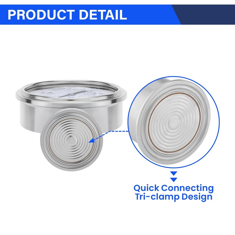 MEASUREMAN 0-30 PSI Sanitary Pressure Gauge - Liquid Filled Stainless