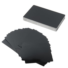 SENJEOK 200Pcs 3.38 x 2.12 Inch Blank Metal Business Cards, 0.21mm Thickness Black Aluminium Name Visiting Card Blanks for Engraving, 86 x 54mm