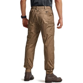 CQR Men's Flex Lightweight Joggers, Elastic Waist Drawstring Casual Pants, Tapered Fit Water Resistant Outdoor Cargo Pants, Asset Cougar, 32W x 30L