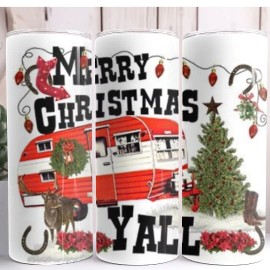 Country Grace With Alisha Christmas Camper Western 20oz Skinny Tumbler Custom Insulated Drinkware