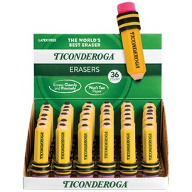 TICONDEROGA 38936 - Borradores con forma de lápiz, amarillo, paquete de 36