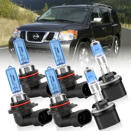 Fit For Nissan Armada 2005-2010 Headlight Bulbs, 9005/HB3 High Beam and 9006/HB4 Low Beam and 880 Fog light Halogen Bulbs Replacement Kit 100W 600K 300% Brightness 6PCS