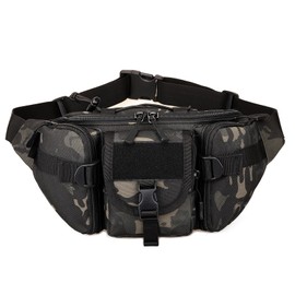 HUNTVP Tactical Waist Bag Military Waist Pack Molle Bumbag Fanny Pack Bum Bag for Outdoors Walking Running Daily Use Hiking Camping Trekking (Camo-M)