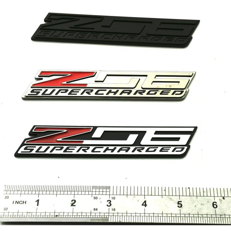 2Pcs New Z06 Blown Supercharged Engine Emblems 3D Badges Nameplate