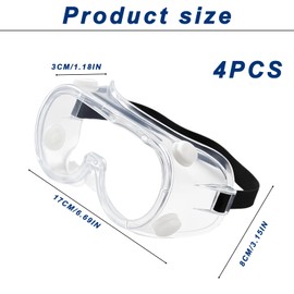 GYTFOG 4PCS Safety Goggles, Protective Goggles for Work, Eye Protection Glasses with Clear Lens, Adjustable Strap, for DIY, Welding, Auto Repair, Woodworking, Dust Protection