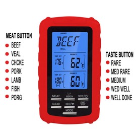 DollaTek Wireless Digital Meat Thermometer Remotely Monitored Food Temperature Measuring Unit & Receiver Remote BBQ, Grill, Kitchen Cooking, Baking & More