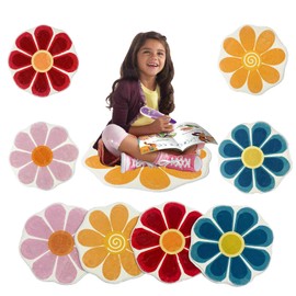 USTIDE 8Pc Round Kids Rug 16" Flower Shaped Kids Rug Seat Spots for Classroom Sitting Floor Seats for Kids Mats Pre-School Classroom Spots Marker for Classroom Kindergarden Playroom