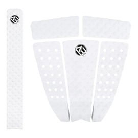 AQUBONA 5 Piece EVA Surfboard Deck Traction Pads with Kicker for Stomp Skimboards, Surf Boards, Funboard, Fish Board (White(5+1) Big)
