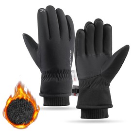 Warm Winter Gloves Cycling Gloves Touchscreen Gloves for Windproof Elastic Cuff Thermal Gloves for Women Men Waterproof Gloves for Running Climbing Hiking (Black)