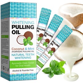 Kokosnuss-Ziehöl, Minzöl-Ziehen, Ölzieh-Reisebeutel, frischer Atem und Zahnaufhellung & gesundes Zahnfleisch, natürliches Kokosnussöl mit Kokos- und Pfefferminzöl-Mundspülung, 20 Stück