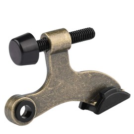 HOMOTEK 8 Pack Hinge Pin Antique Brass Door Stopper,Adjustable Deluxe Heavy Duty Door Stopper 2-1/2"x1-3/4”,with Black Rubber Bumper Tips