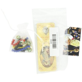 First Rosary Guardian Angel Franciscan Knotted Wood Rosary Includes a Blessed Bookmark with Silver Oxidized Medal