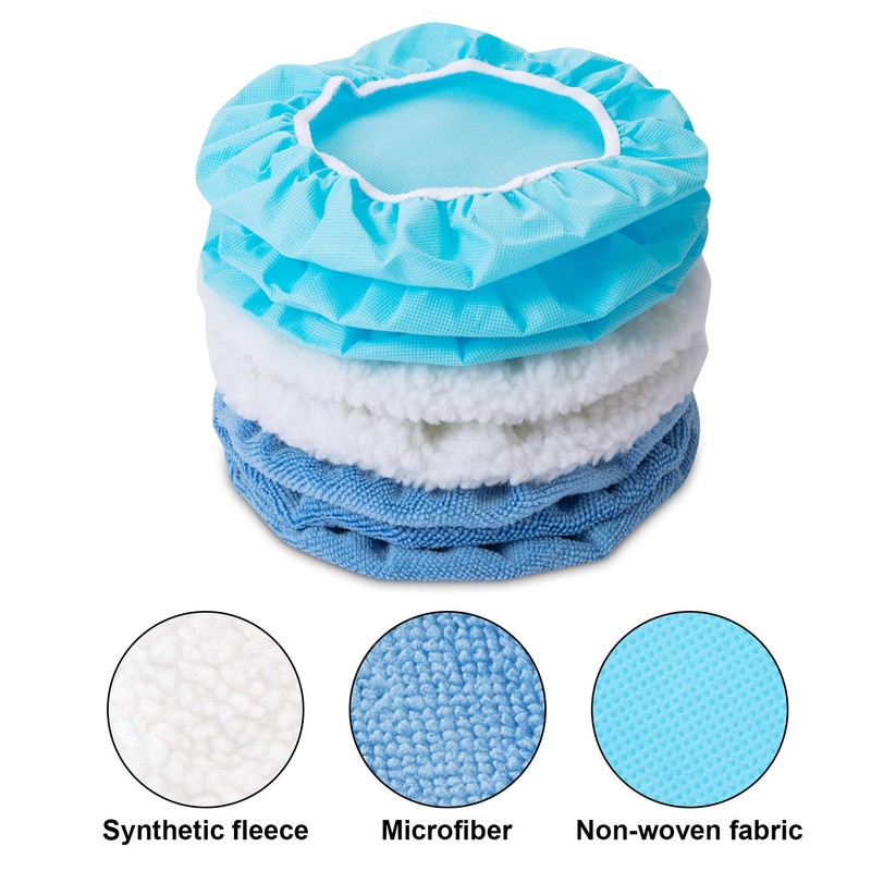 20 Pieces Car Orbital Buffer Polisher Pad Bonnet Microfiber Max