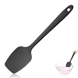 Lilybeam 600ºF Heat Resistant Spatula, 11.38 inch High Heat Food Safe Semless Kitchen Silicone Spoon Spoonula Scraper for Cooking Baking Mixing Scraping Stirring Nonstick Cookware Pan Bowl (Black)