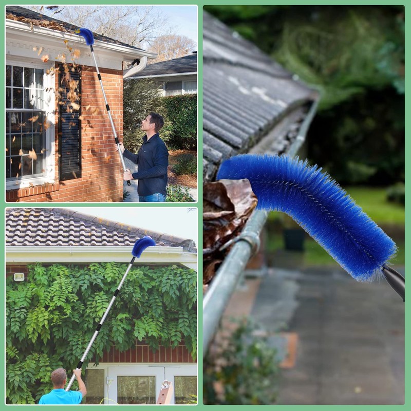 Memrita Gutter Cleaning Brush,Roofing Guard Cleaner Tool from The Ground