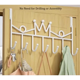 Over The Door Hook, Over Door Hanger for Coat, Towel, Bag, Robe (1 Pack, White)