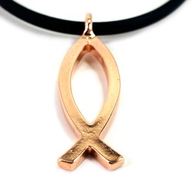 FORGIVEN JEWELRY Jesus Fish Large Ichthus Rose Gold Necklace