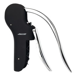 Arcos Accessories - Corkscrew Bottle Opener - Handle ABS and Made of Zinc Alloy + Elastomer Black and Silver Color