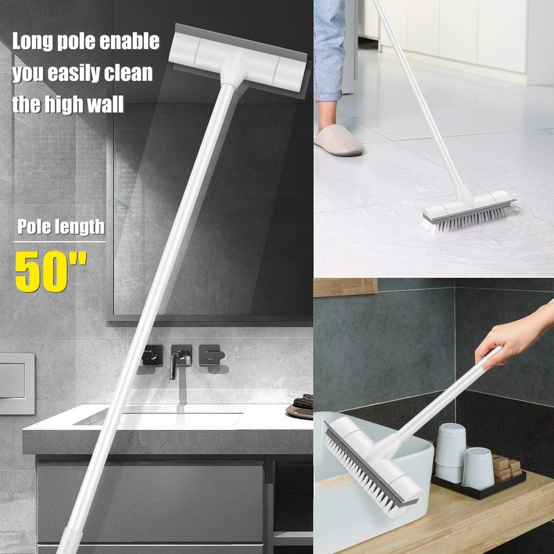 BOOMJOY Floor Scrub Brush with Long Handle, 2 in 1